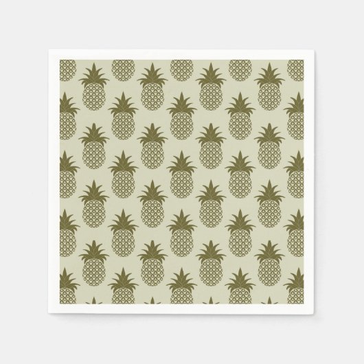 Khaki Pineapple Pattern Serviette (Vorderseite)