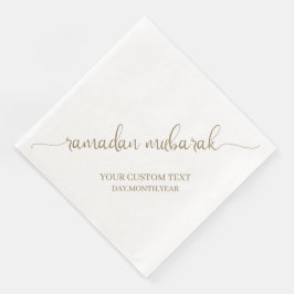 Khaki Ramadan Mubarak Calligraphy Custom Serviette