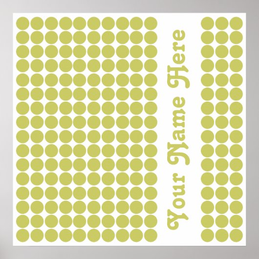 Khaki Safari Dot mit Namen Poster (Vorne)