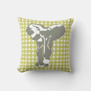 Khaki Safari Dot mit Pop Art Elephant Kissen