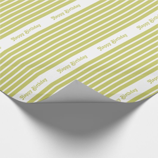 Khaki Safari Stripe mit benutzerdefiniertem Text Geschenkpapier (Ecke)
