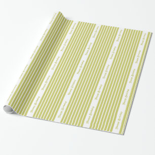 Khaki Safari Stripe mit benutzerdefiniertem Text Geschenkpapier