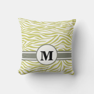 Khaki Safari Zebra mit Monogram Kissen