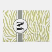 Khaki Safari Zebra mit Monogramm Geschirrtuch (Horizontal)