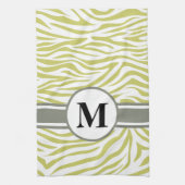 Khaki Safari Zebra mit Monogramm Geschirrtuch (Vertikal)