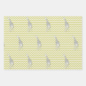 Khaki Safari Zickzack mit Pop Art Giraffe Geschenkpapier Set (Vorderseite)