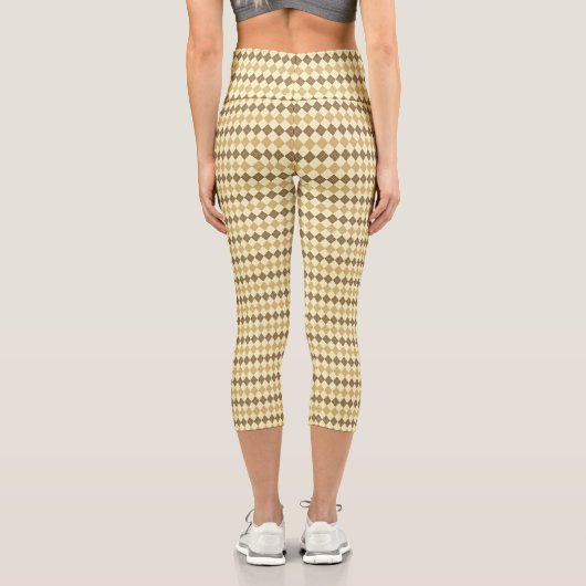 Khaki Scottish Tartan-Pattern Capri Leggings (Rückseite)
