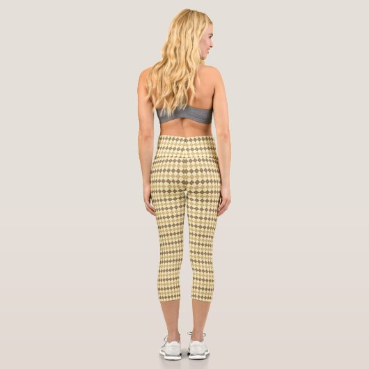Khaki Scottish Tartan-Pattern Capri Leggings (Rückseite)