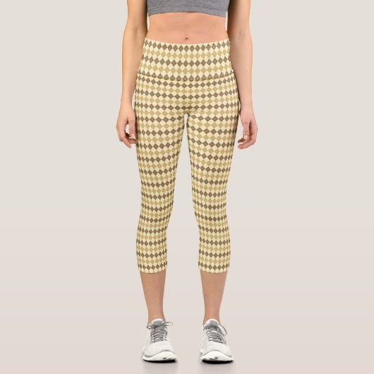 Khaki Scottish Tartan-Pattern Capri Leggings (Vorderseite)