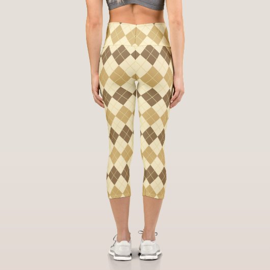 Khaki Scottish Tartan-Pattern Capri Leggings (Rückseite)