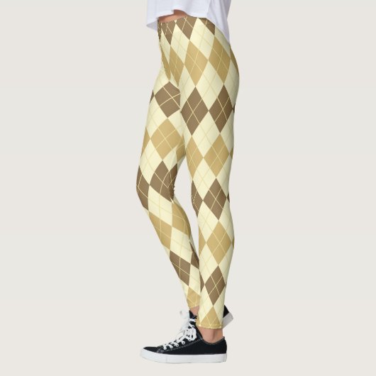 Khaki Scottish Tartan-Pattern Leggings (Links)