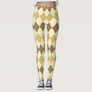 Khaki Scottish Tartan-Pattern Leggings