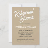 Khaki Simple Style Wedding Probe Dinner Einladung (Vorderseite)