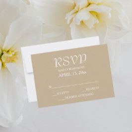 Khaki Simple Style Wedding RSVP Karte