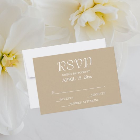 Khaki Simple Style Wedding RSVP Karte