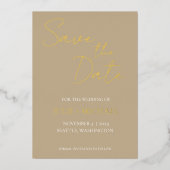 Khaki Simple Style Wedding Save the Date Folieneinladung (Vorderseite)