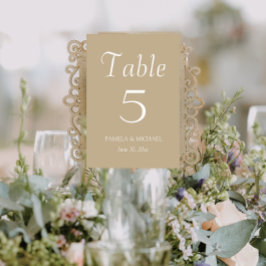 Khaki Simple Style Wedding Tischnummer