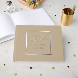 Khaki Simple Stylized Lettering Wedding Gästebuch