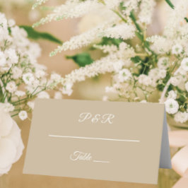 Khaki Simple Stylized Script Wedding Platzkarte