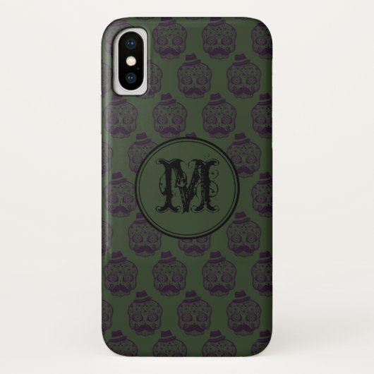 Khaki Skull Halloween Personalisiert Monogram Case-Mate iPhone Hülle (Rückseite)