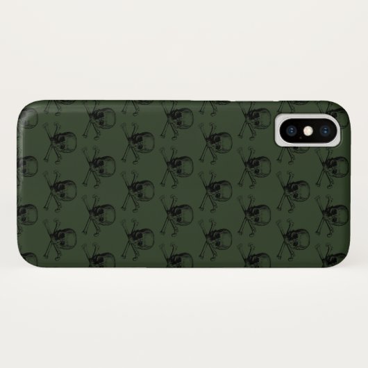 Khaki Skull Halloween Personalisierter Name Case-Mate iPhone Hülle (Rückseite (Horizontal))