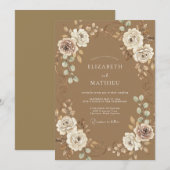 Khaki-Sophisticated-Rustikale-Hochzeit Einladung (Vorne/Hinten)