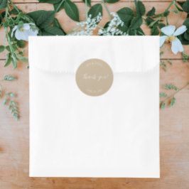 Khaki Stylized Wedding Vielen Dank Runder Aufkleber
