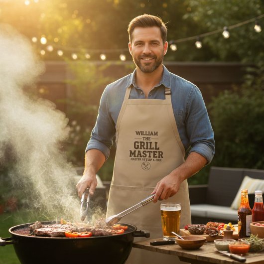 Khaki/Tan Apron The Grill Master - Personalized  Schürze