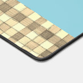 Khaki tan Creme Gingham Blue Strip Schreibtischmat Schreibtischunterlage (Ecke)