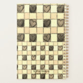 Khaki tan & Creme Gingham Herzplaner Planer (Rückseite)
