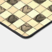 Khaki tan Creme Herzgingham Desk Mat Schreibtischunterlage (Ecke)