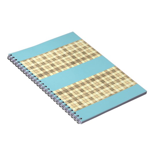 Khaki tan Gingham mit blauem Strip-Notebook Notizblock (Rechte Seite)