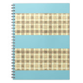 Khaki tan Gingham mit blauem Strip-Notebook Notizblock (Vorderseite)