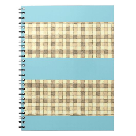 Khaki tan Gingham mit blauem Strip-Notebook Notizblock (Vorderseite)