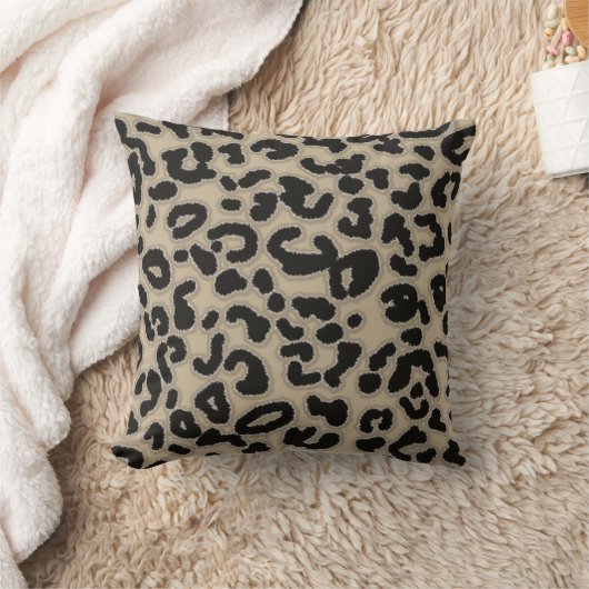 Khaki, Tan, Leopard Animal Print Kissen (Decke)