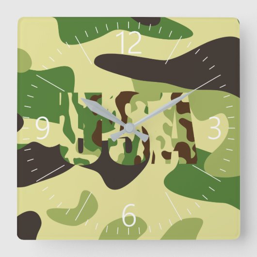 Khaki-Tarnschild Quadratische Wanduhr (Vorderseite)