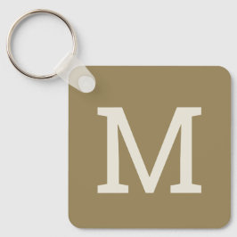 Khaki Taupe Minimalistisch Monogram Initial Schlüs Schlüsselanhänger