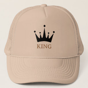 Khaki und Khaki KING Text Crown Image Truckerkappe