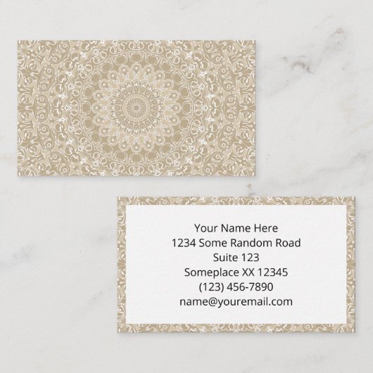 Khaki und Mandala-Muster Visitenkarte (Vorne/Hinten)