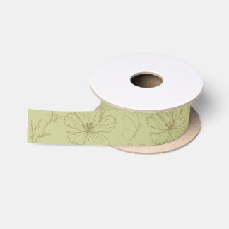 Khaki- und Salbeigrün Boho-Blumenmuster Satinband