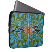 Khaki und Türkis Muster mit Ihrem Namen Laptopschutzhülle (Vorne Rechts)