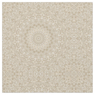 Khaki- und Weiß verziertes Mandala-Muster Stoff