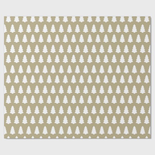 Khaki und White Simple Tree Muster Winterurlaub Geschenkpapier (Flach)