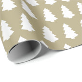 Khaki und White Simple Tree Muster Winterurlaub Geschenkpapier (Rolleneckpunkt)