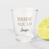 Khaki Wedding Bride Squad Personalized Schnapsglas (Vorderseite)