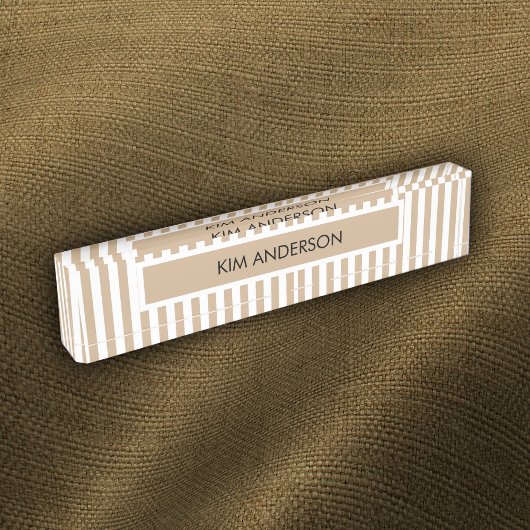 Khaki Weiß gestreift Namensplakette