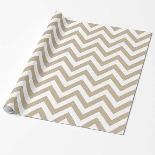 Khaki White XL Zickzack ZigZag Muster Geschenkpapier (Ungerollt)