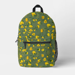 Khaki Yellow Wildblumen Teenager Bedruckter Rucksack