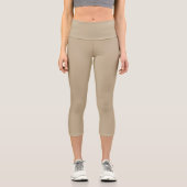 Khaki Yoga Capri Leggings (Vorderseite)