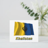 Khalistan Waving Flag mit Namen Postkarte (Stehend Vorderseite)